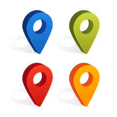 Poster - set of map pin icons with shadow isolated on white background. vector illustration
