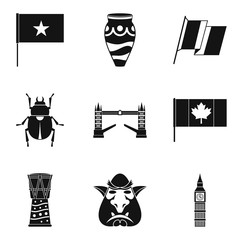 Poster - World country icons set, simple style