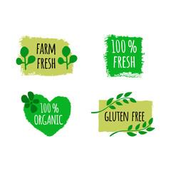 Leinwandbilder - Vegan menu. Set of bio, healthy food logos, badges. Vector illustration