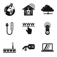 Poster - Home network icons set, simple style