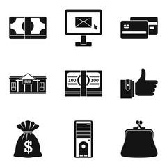 Poster - Internet education icons set, simple style