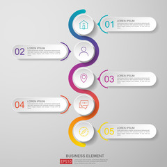 Poster - infographics timeline design template vector with 3D paper label, integrated circles. Business concept with options. For content, diagram, flowchart, steps, parts,  workflow layout, chart