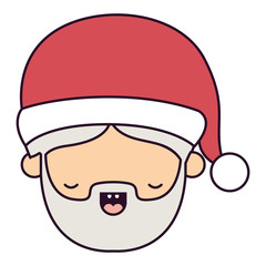 Canvas Print - santa claus man kawaii eyes closed and open mouth expression colorful silhouette on white background vector illustration