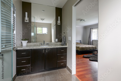 Modern Master Bathroom Next To A Bedroom Interior Design