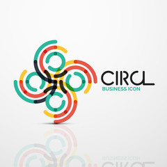  Abstract swirl lines symbol, circle logo icon