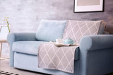 Fototapeta  - Beautiful trendy room interior with comfortable sofa