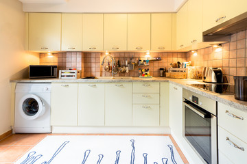 A modern kitchen interior design.