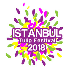 vector illustration of greeting card with Istanbul tulip festival 2018