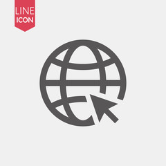 Poster - Go to web Icon in trendy flat style isolated on grey background. Website pictogram. Internet symbol for your web site design, logo, app, UI. Vector illustration,