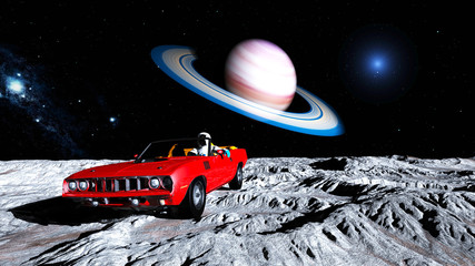 Wall Mural - The car image on alien  planet 3D illustration

