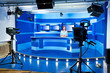 television newscaster at TV studio