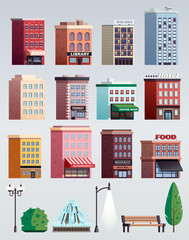 Sticker - City Street Elements Buildings Set