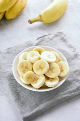 Wall Mural - Sliced ripe banana in bowl