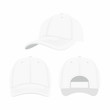 © volyk - White Baseball Cap isolated on white background. Front, side and back views
