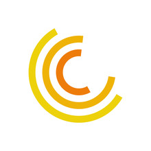Yellow Half Circle Motion Abstract Symbol