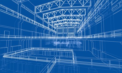 Poster - warehouse sketch. vector