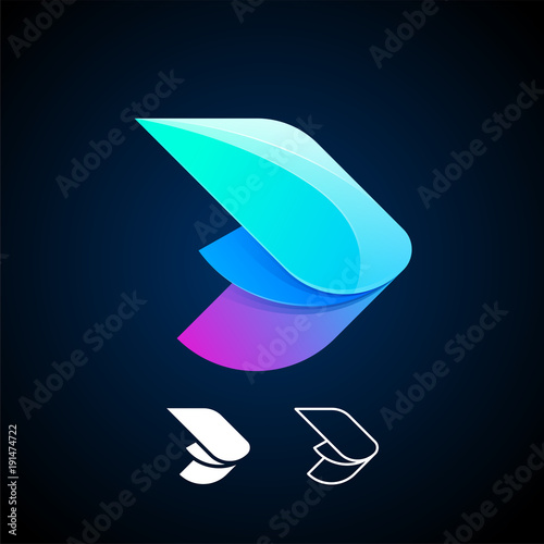Airplane Wing Logo Template Vector Abstract Material Design Flat