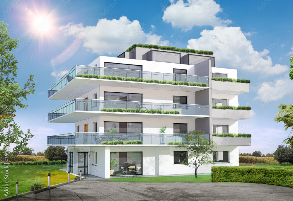 Illustration Stock Projet de construction d'un immeuble moderne d