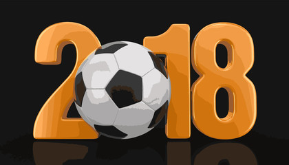 Poster - Soccer football with 2018. Image with clipping path