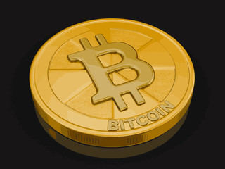 Poster - Golden bitcoin. Image with clipping path