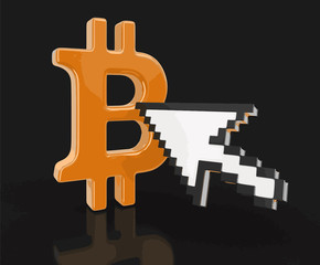 Poster - Bitcoin and arrow. Image with clipping path