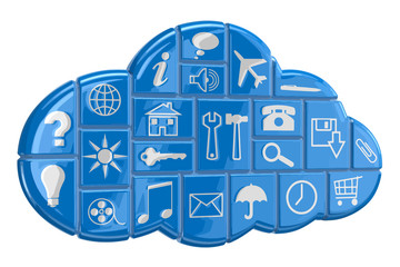 Poster - Cloud and pictograms. Image with clipping path.