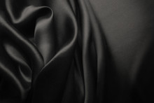 Elegant Black Satin Silk With Waves, Abstract Background