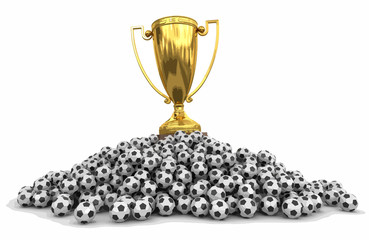 Poster - Trophy Cup and Soccer football. Image with clipping path