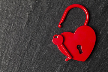 Wall Mural - Heart shaped padlock. Valentines day love concept.