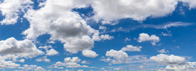 Wall Mural - fantastic panoramic white clouds against blue sky