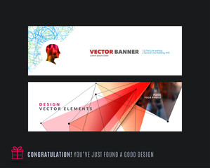 Wall Mural - Abstract vector set of modern horizontal website banners