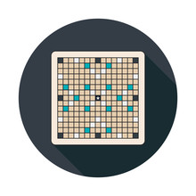 Flat Game Board Circular Icon/badge. Dark Colour Theme