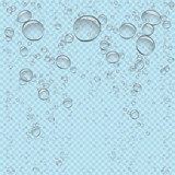 Fototapeta  - water bubbles rise up blue transparent