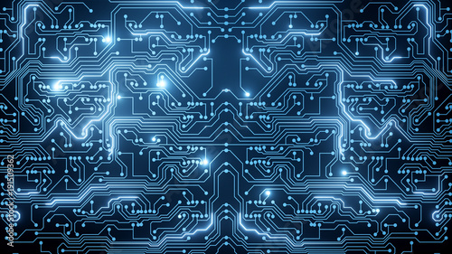 Fotografía Abstract crypto backround of blue circuit
