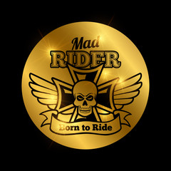 Canvas Print - Skull motorbike rider emblem