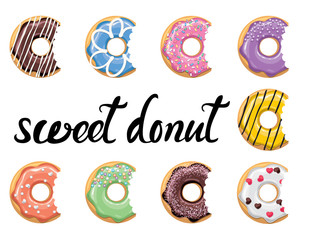 Wall Mural - vector glazed colorful donuts