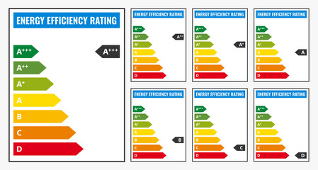 Energy Efficiency rating vector illustration set isolated on background