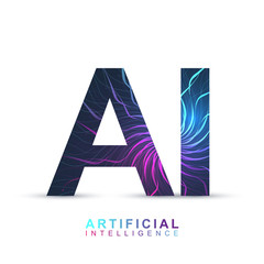 Aufkleber - Artificial Intelligence Logo. Artificial Intelligence and Machine Learning Concept. Vector symbol AI. Neural networks and another modern technologies concepts.