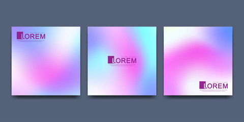 Poster - Modern vector template for square brochure leaflet flyer cover catalog poster advert . Abstract fluid 3d shapes trendy liquid colors backgrounds set. Colored fluid graphic composition illustration.