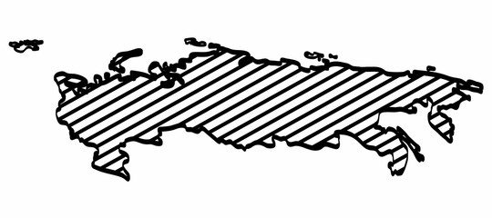 Aufkleber - Russia map outline graphic freehand drawing on white background. Vector illustration