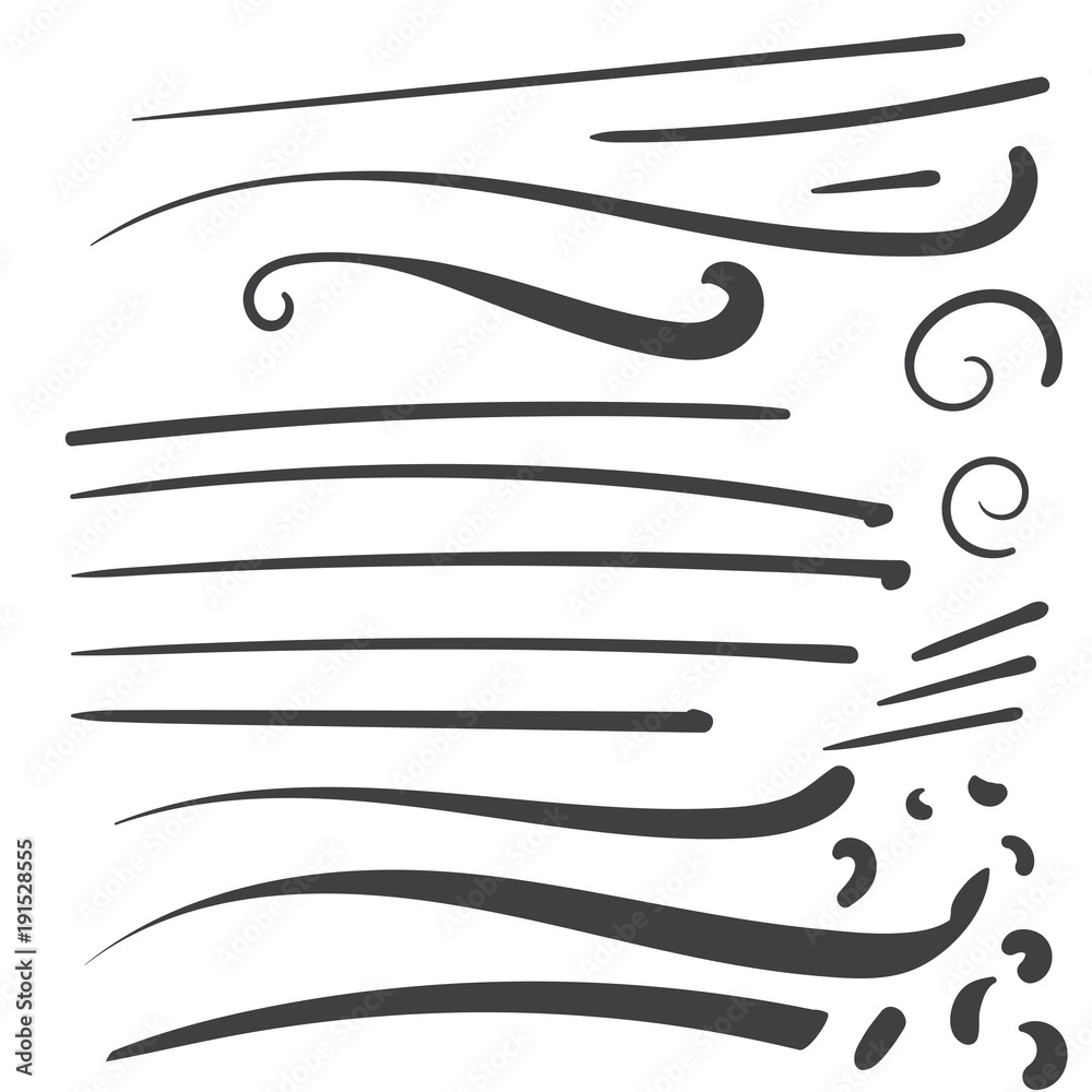 Hand Drawn Black squiggle swoosh text font tail for baseball tshirt design w a calligraphy swirl - obrazy, fototapety, plakaty 