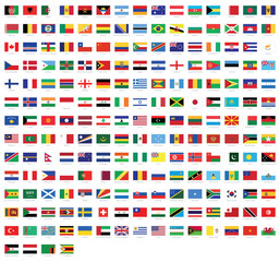 All national flags of the world with names - high quality vector flag isolated on white background