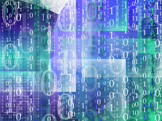 blue digital binary data on computer screen