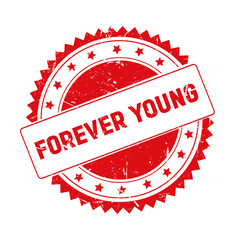 Forever Young red grunge stamp isolated