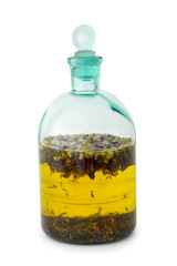 Wall Mural - tincture or essential oil bottle on white. herbal medicine.