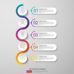 Poster - infographics timeline design template vector with 3D paper label, integrated circles. Business concept with options. For content, diagram, flowchart, steps, parts, workflow layout, chart