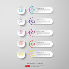 Poster - infographics timeline design template vector with 3D paper label, integrated circles. Business concept with options. For content, diagram, flowchart, steps, parts, workflow layout, chart