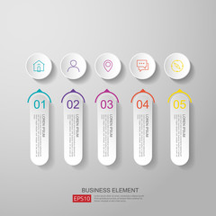 Poster - infographics timeline design template vector with 3D paper label, integrated circles. Business concept with options. For content, diagram, flowchart, steps, parts, workflow layout, chart