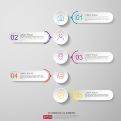 Poster - infographics timeline design template vector with 3D paper label, integrated circles. Business concept with options. For content, diagram, flowchart, steps, parts, workflow layout, chart
