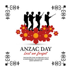 Wall Mural - anzac day with Silhouette soldiers in the field vector illustration graphic design